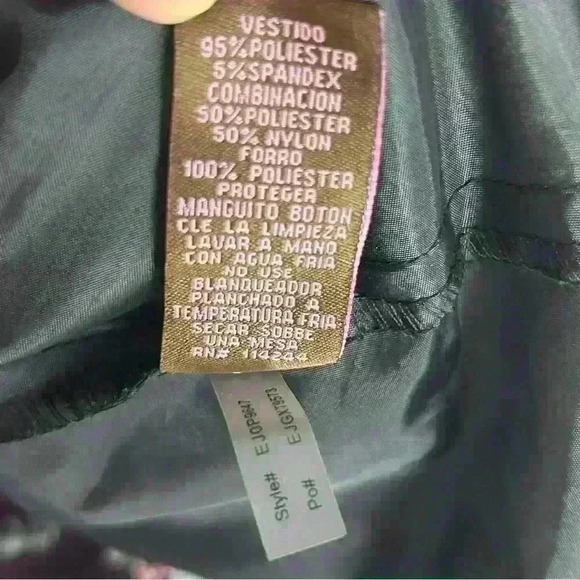 ELIZA J BLACK FIT & FLARE Cuff 3/4 Sleeves V Neck Ruched Waist Sz 14P - Picture 15 of 15